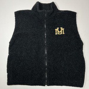 Vtg Winning Image By Terry Black Sherpa Full Zip Vest MU Missouri ?! Men Size L